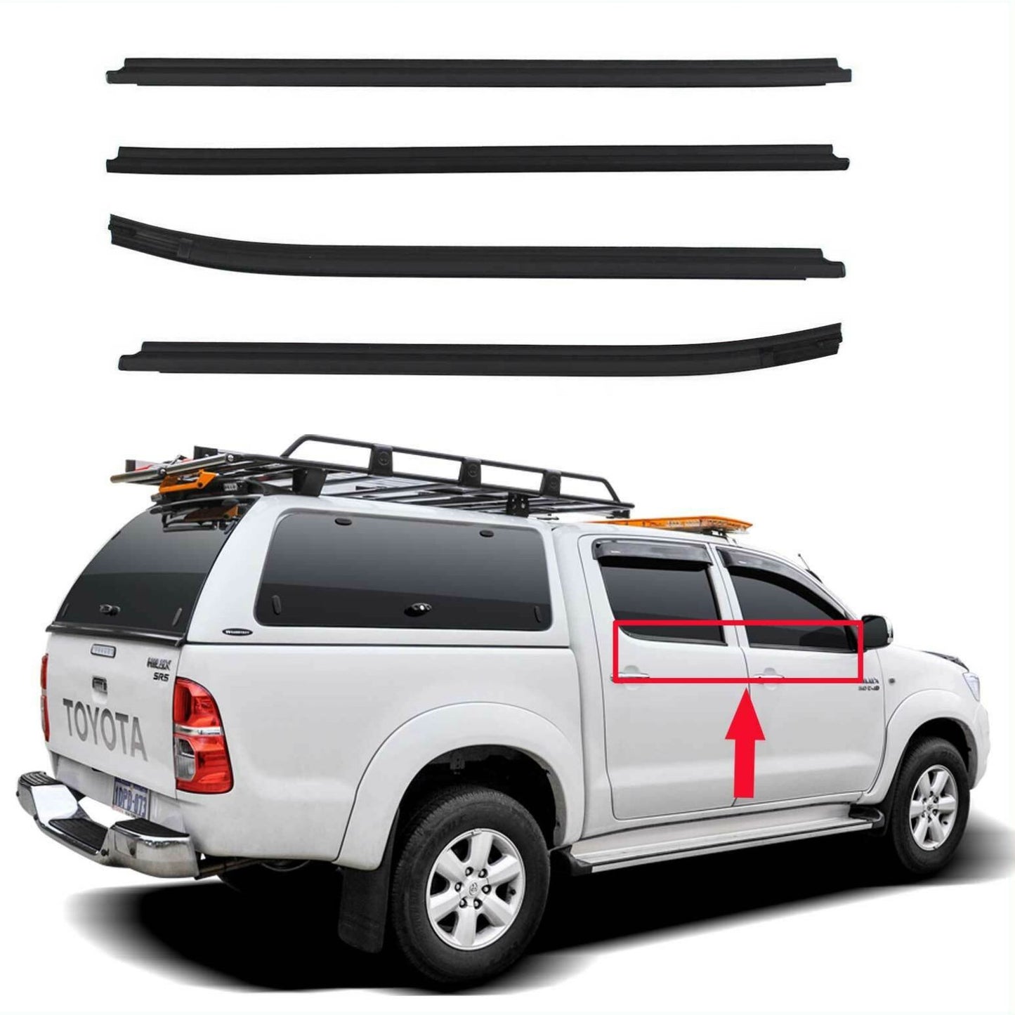 Window Weather Strip Set for TOYOTA HILUX Double Cab 2005-2015