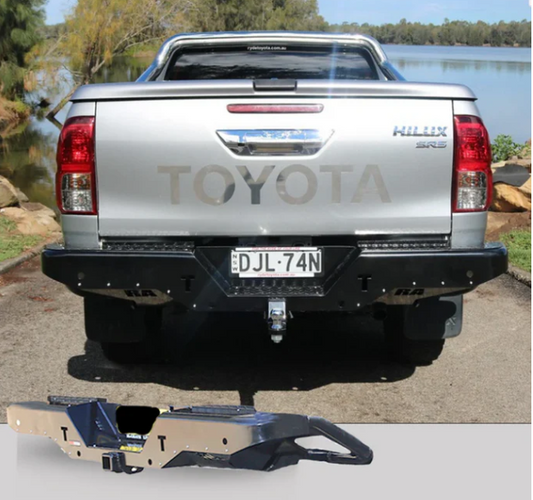 ROCKAMOR ELITE STEEL REAR STEP / TOWBAR TO SUIT TOYOTA HILUX N80 2015+