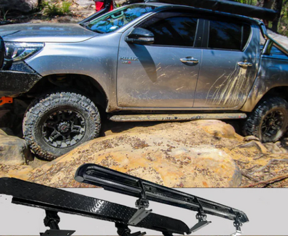 ROCKARMOR STEEL ROCKSLIDER SIDE STEPS TO SUIT TOYOTA HILUX N80 2015 To Current